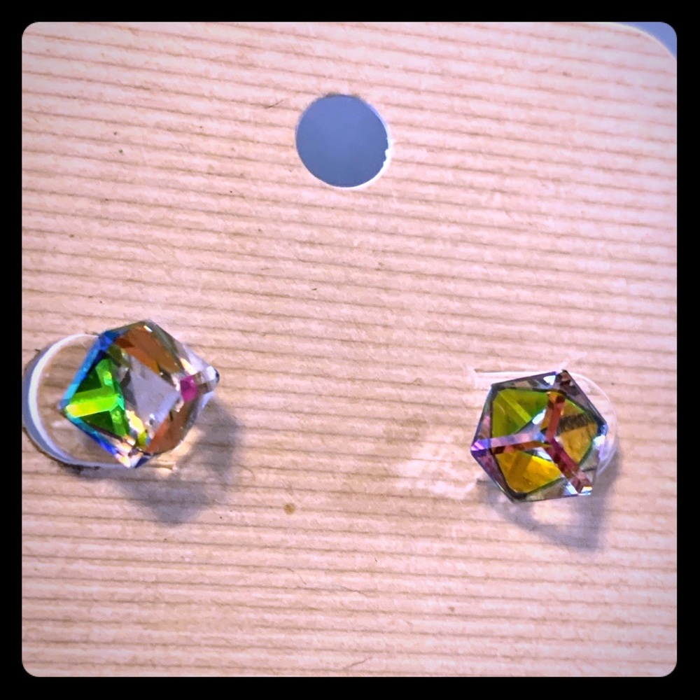 1980’s Crystal Prism Cube Post Earrings